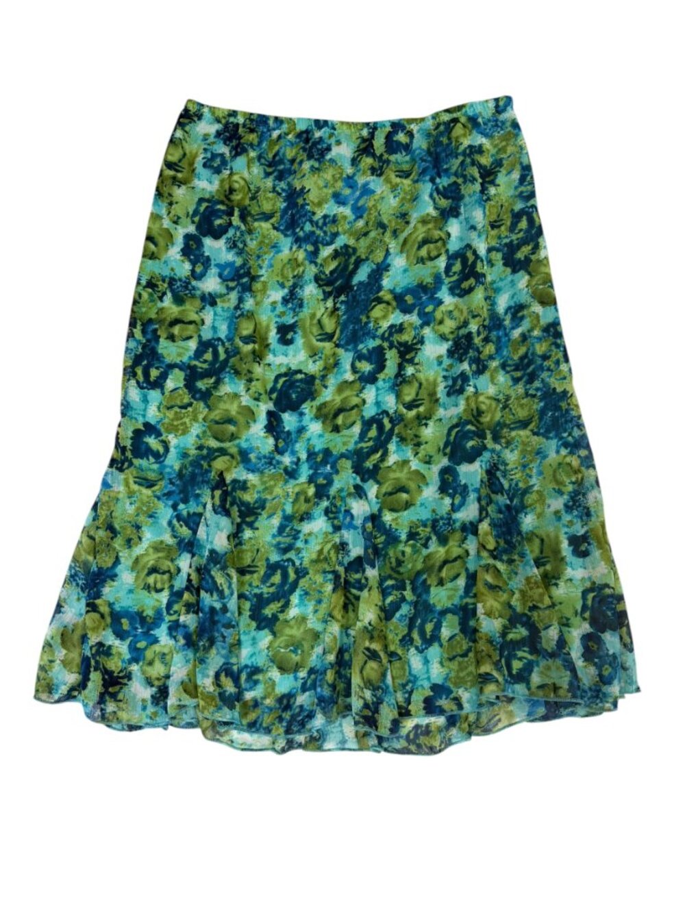 Notations Women's Large Petite Floral Midi Skirt Elastic Waist Side Zip